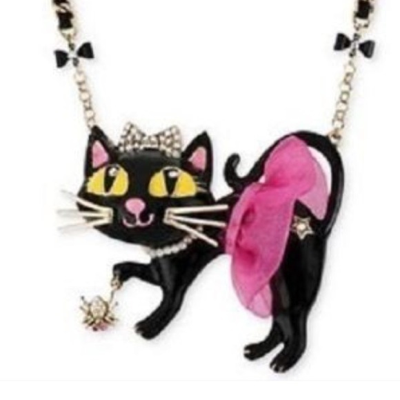NWT Betsey Johnson Black Cat Necklace - Picture 3 of 3